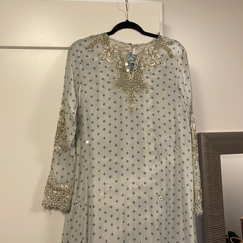 Suffuse Akure sky Pakistani dress